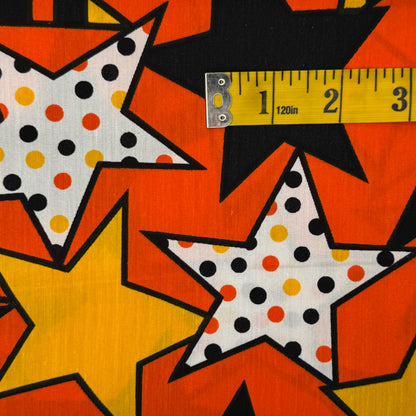 Black, Orange & Yellow Stars Cotton Blend: 2 yds