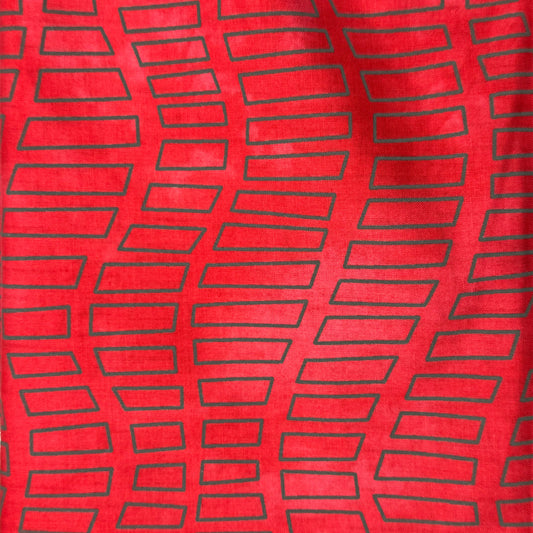 Pinky Red with Green Scales Cotton: 2 yds