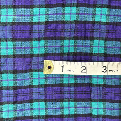 Purple/Green/Black Woven Plaid Cotton: 2.5 yds