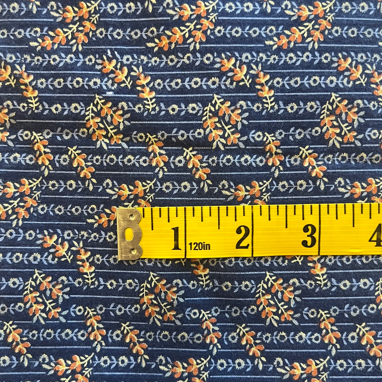 Blue Floral Stripe Cotton: 2.5 yds
