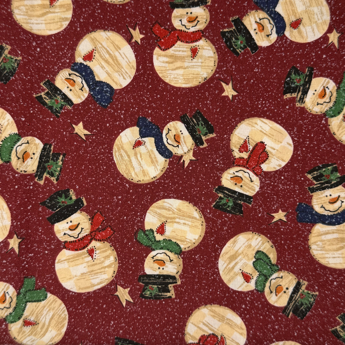 Wood-Grain Snowmen Cotton: 1 yds