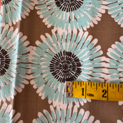 Aqua Floral Cotton: 1 yd