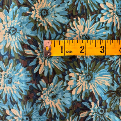Blue & Green Brush Strokes Floral Cotton: 2 yds
