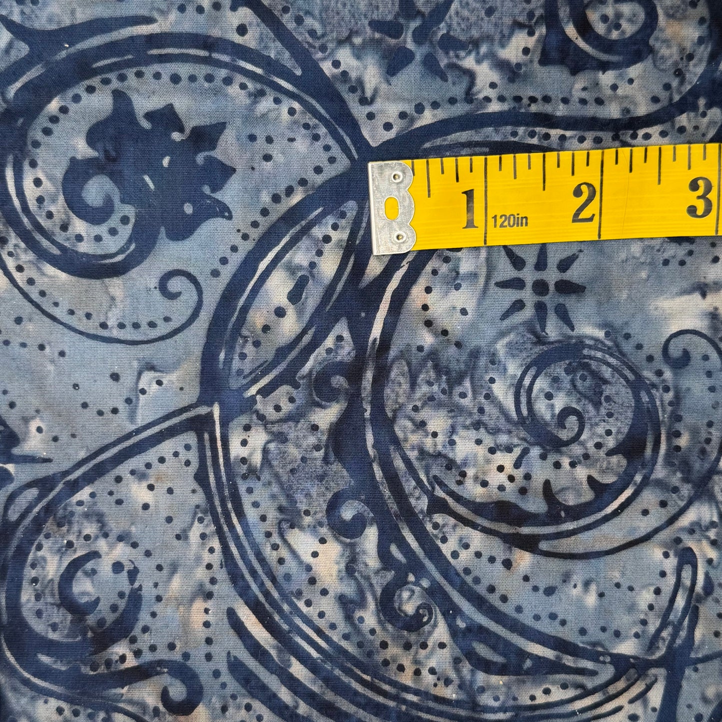 Tonal Blue Swirls Batik Cotton: 1 yd