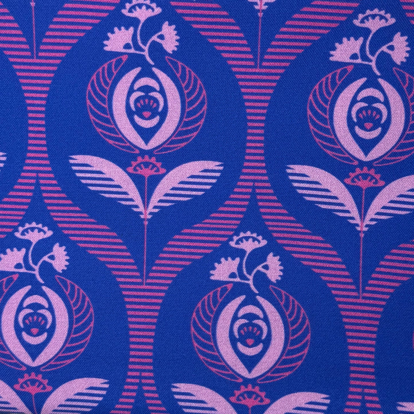 Blue Funky Floral Cotton: 2 yds