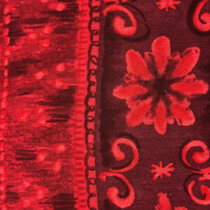 Lightweight Red Batik Design Cotton: 3.5 yds
