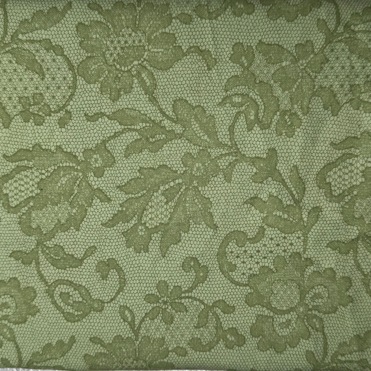 Two Tone Green Fancy Floral Cotton: 3.5 yds