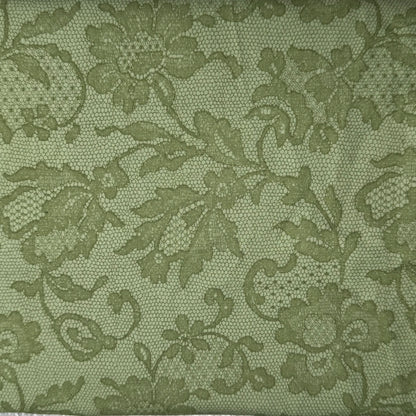 Two Tone Green Fancy Floral Cotton: 3.5 yds