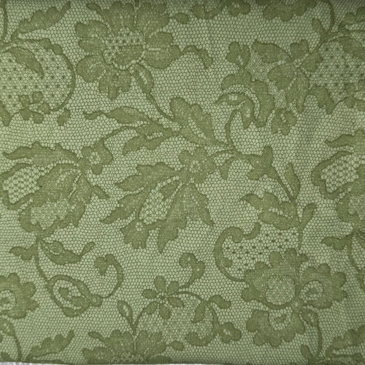 Two Tone Green Fancy Floral Cotton: 3.5 yds