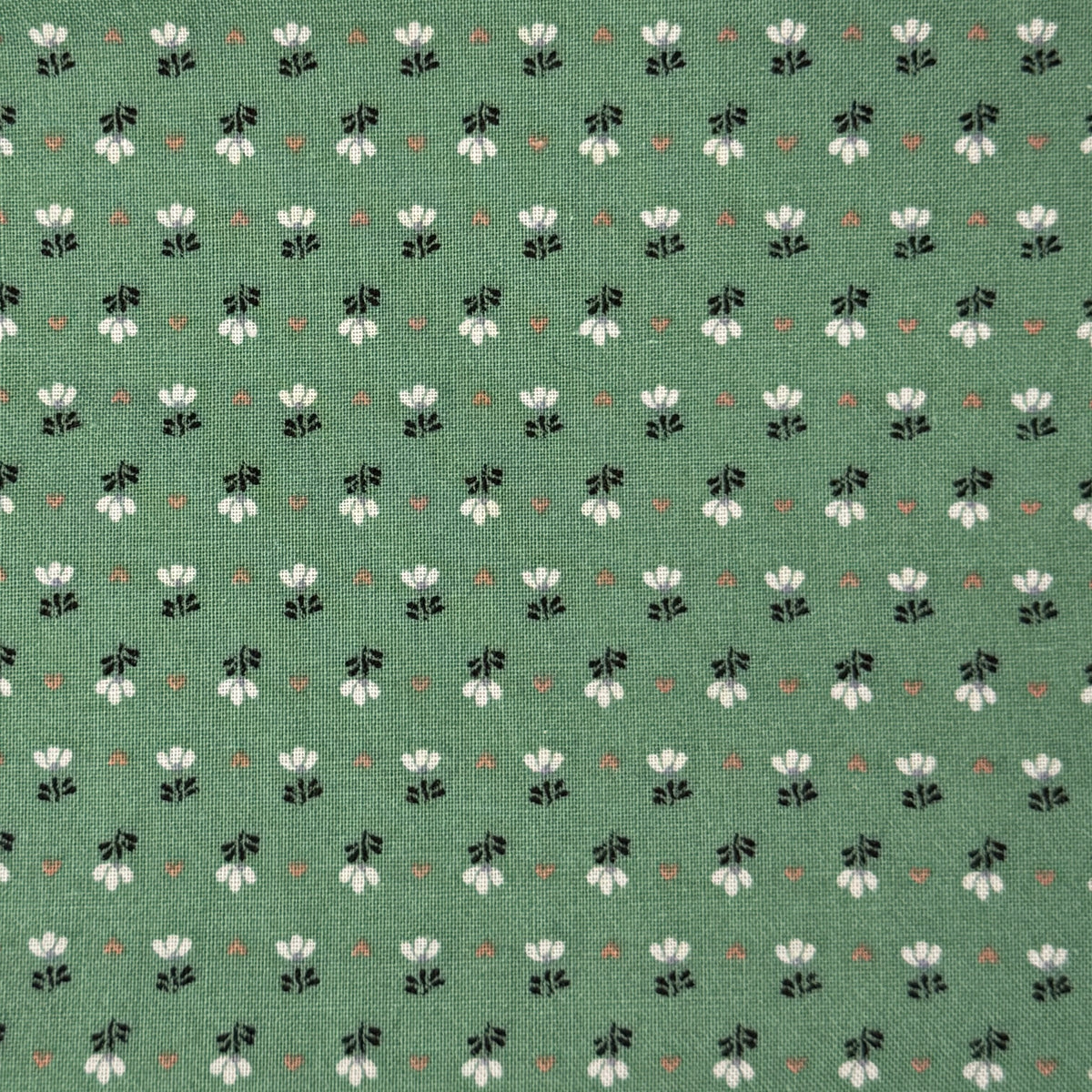 Green With White Micro Floral Cotton: 2 yds