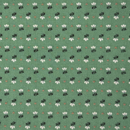 Green With White Micro Floral Cotton: 2 yds
