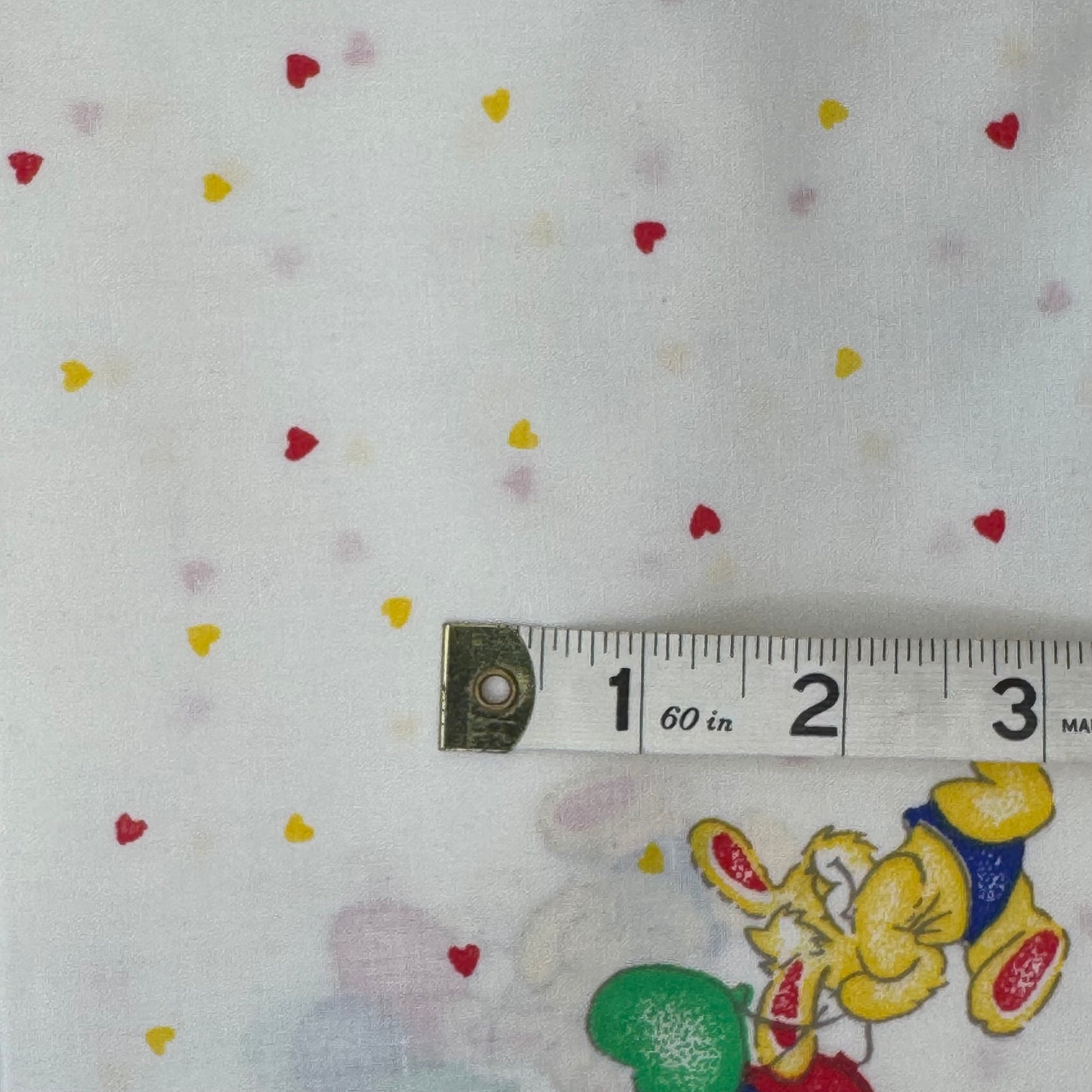 Multicolor on White Bunnies/Balloons/Hearts Novelty Print Cotton: 2 yds