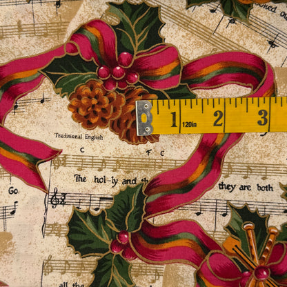 Pine Cones & Sheet Music Cotton: 1 yd