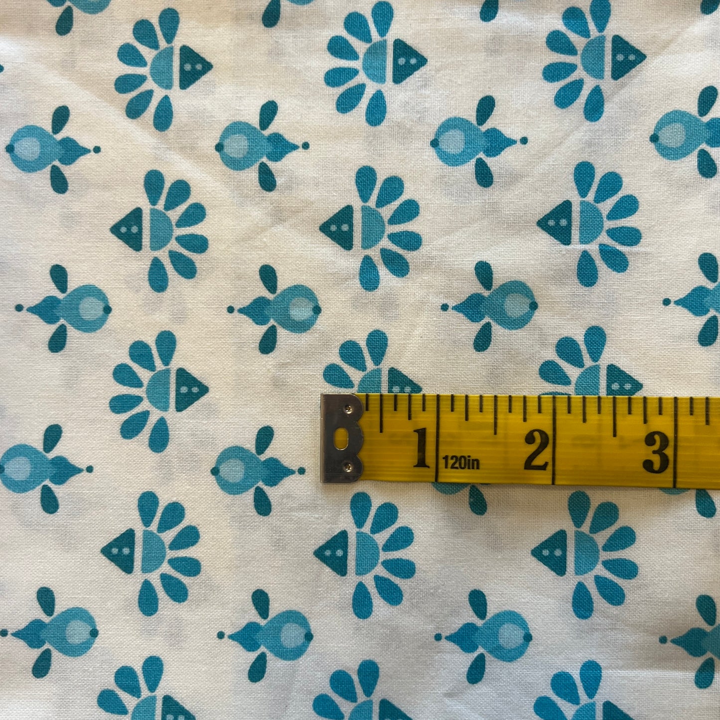 Light Blue Geometric Cotton Blend: 1 yd