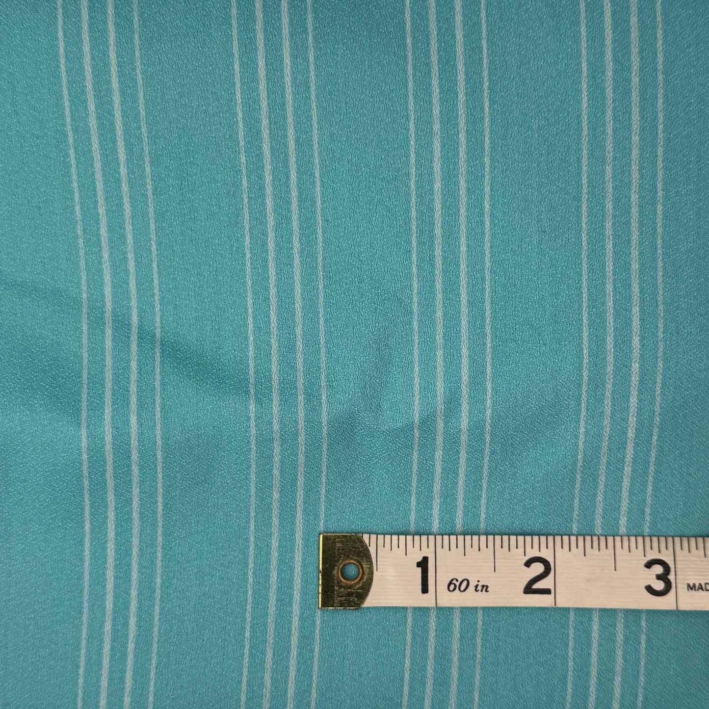 Medium Weight Aqua Blue White Stripe Poly: 2.5 yds