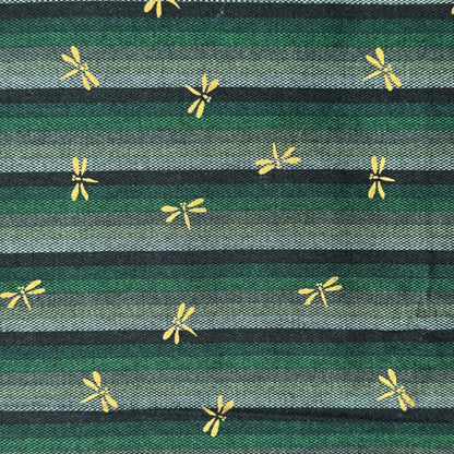 Blue & Green Stripes With Dragonflies Cotton Blend: 1 yd