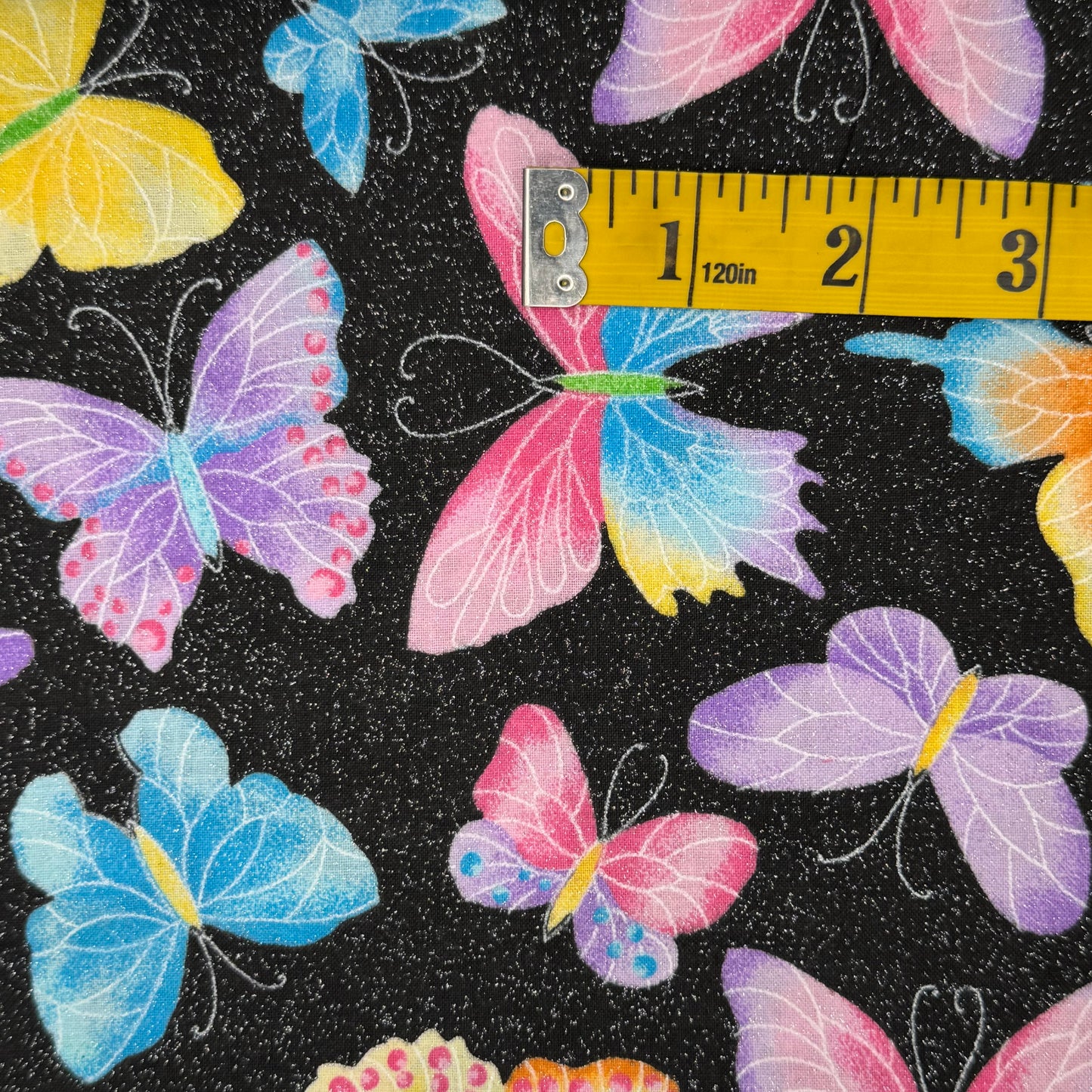 Glittery Butterflies Cotton Blend: 1.5 yds