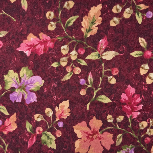 Purple Floral Cotton: 2 yds