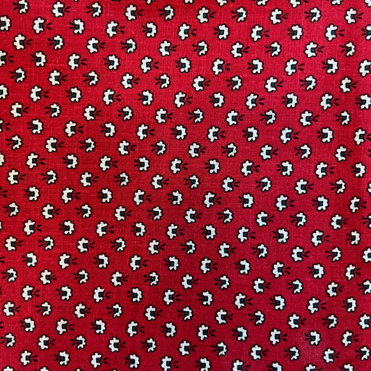 Red, Green & White Floral Cotton: 1.5 yds