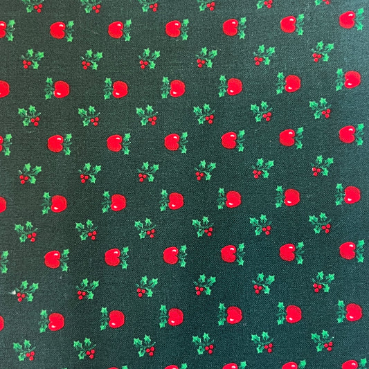 Holly Berries & Apples Cotton: 1.5 yds