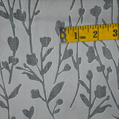 Tonal Grey Leaves Cotton: 1.5 yds