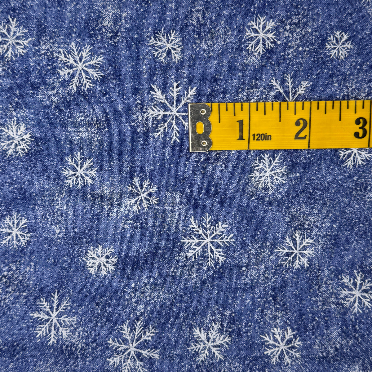 Blue With White Speckles & Snowflakes Cotton: 2 yds