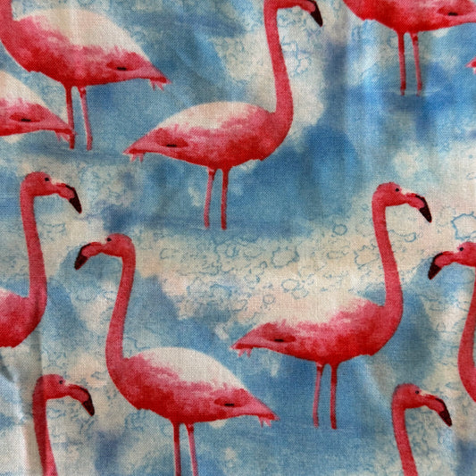 Flamingos in the Clouds Cotton Blend: 2 yds