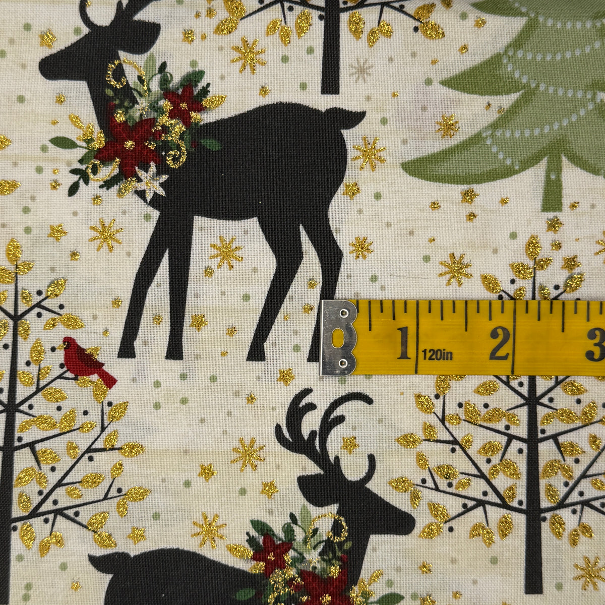 Sparkly Reindeer & Trees Cotton: 2 yds