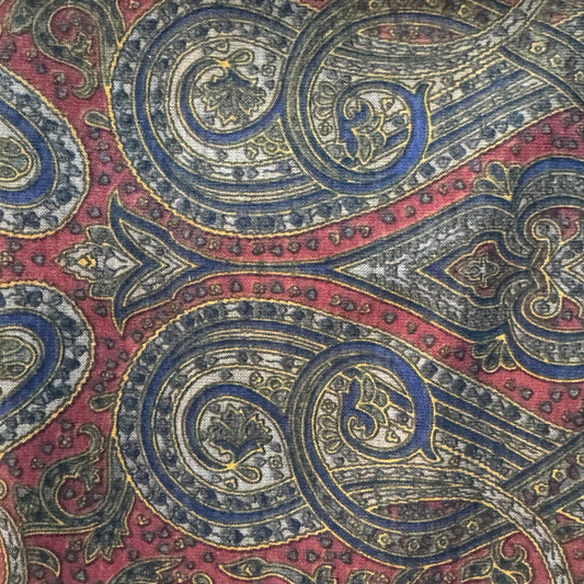 Red & Blue Paisley Cotton Blend Home Decor: 2 yds