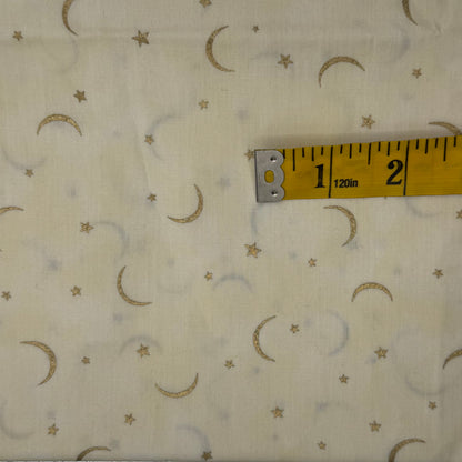 Metallic Moon & Stars Cotton: 1 yd