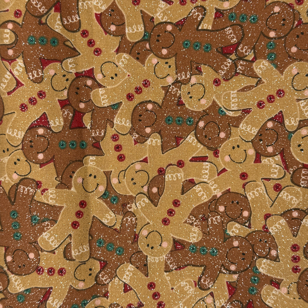 Tan & Light Brown Sparkly Gingerbread Men Cotton: 1.5 yds