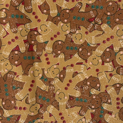 Tan & Light Brown Sparkly Gingerbread Men Cotton: 1.5 yds