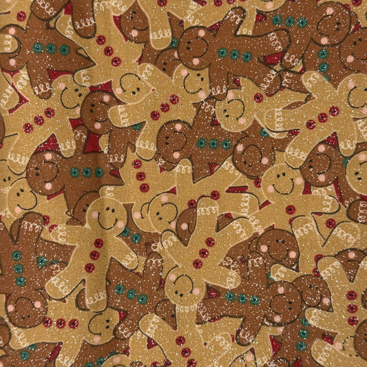 Tan & Light Brown Sparkly Gingerbread Men Cotton: 1.5 yds