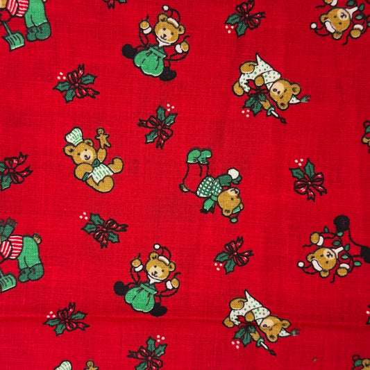 Vintage Holiday Bears Cotton: 1 yd