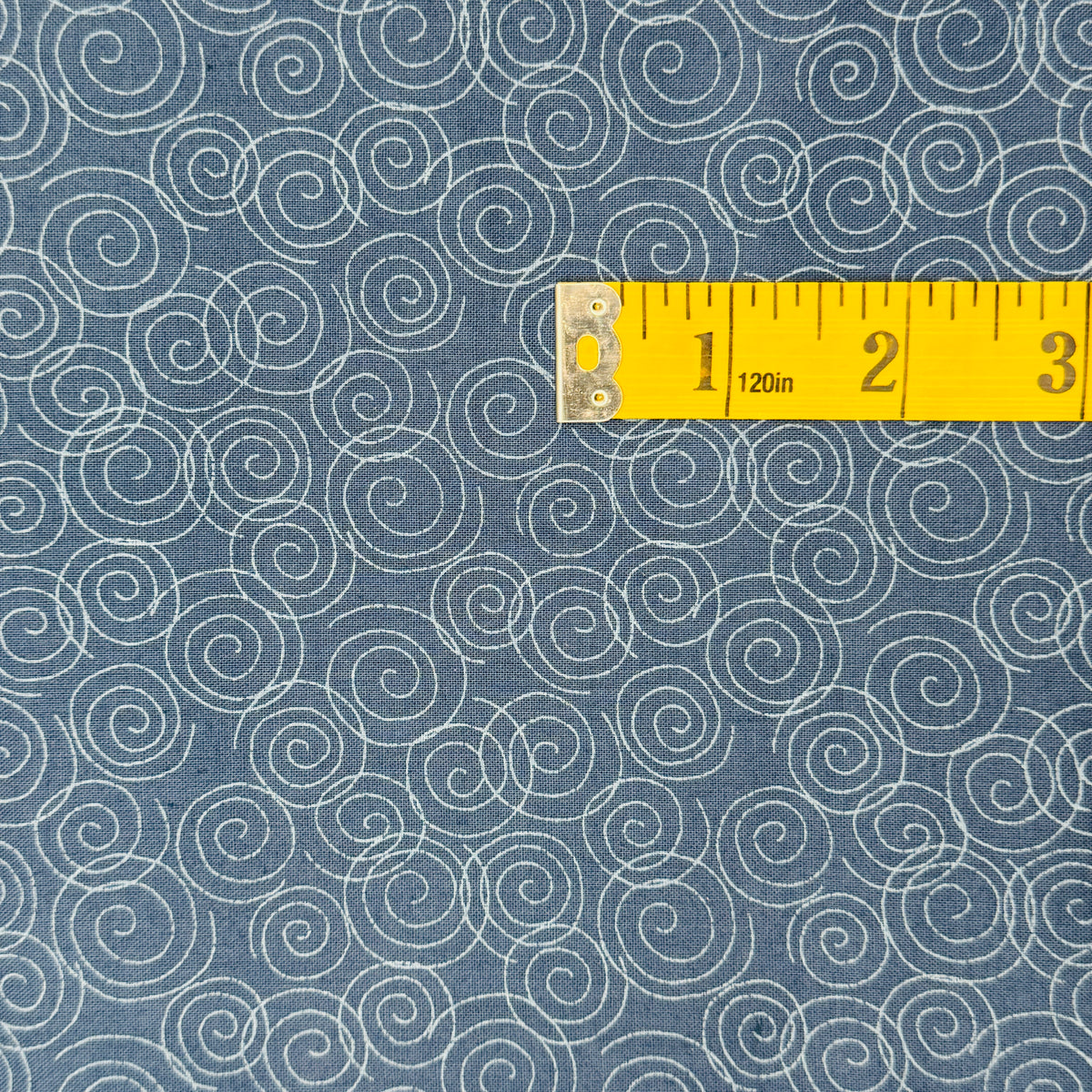 Slate Blue With Light Blue Swirls Cotton: 2 yds