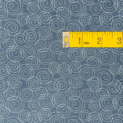 Slate Blue With Light Blue Swirls Cotton: 2 yds