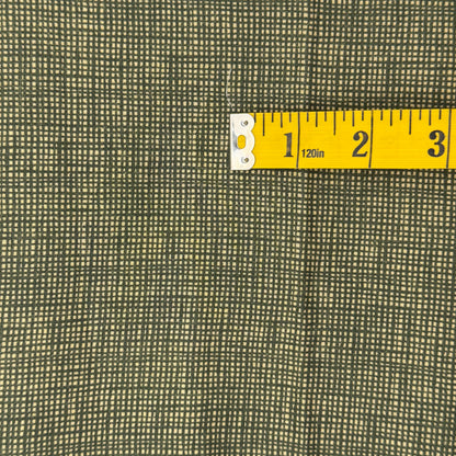 Dark Green & Cream Irregular Checkered Cotton: 1 yd