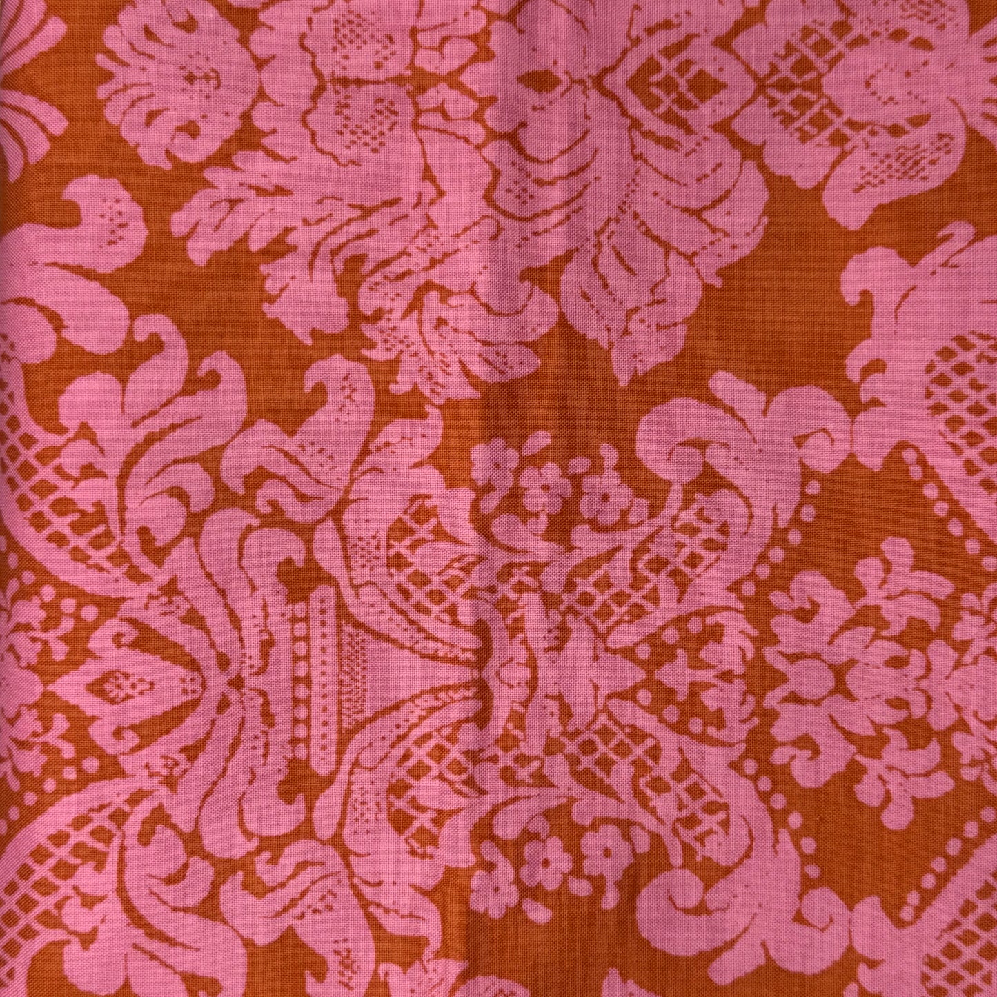 Pink & Orange Damask Cotton: 2 yds