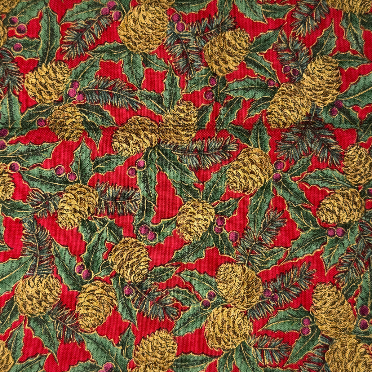 Pine Cones & Holly Cotton: 2.5 yds
