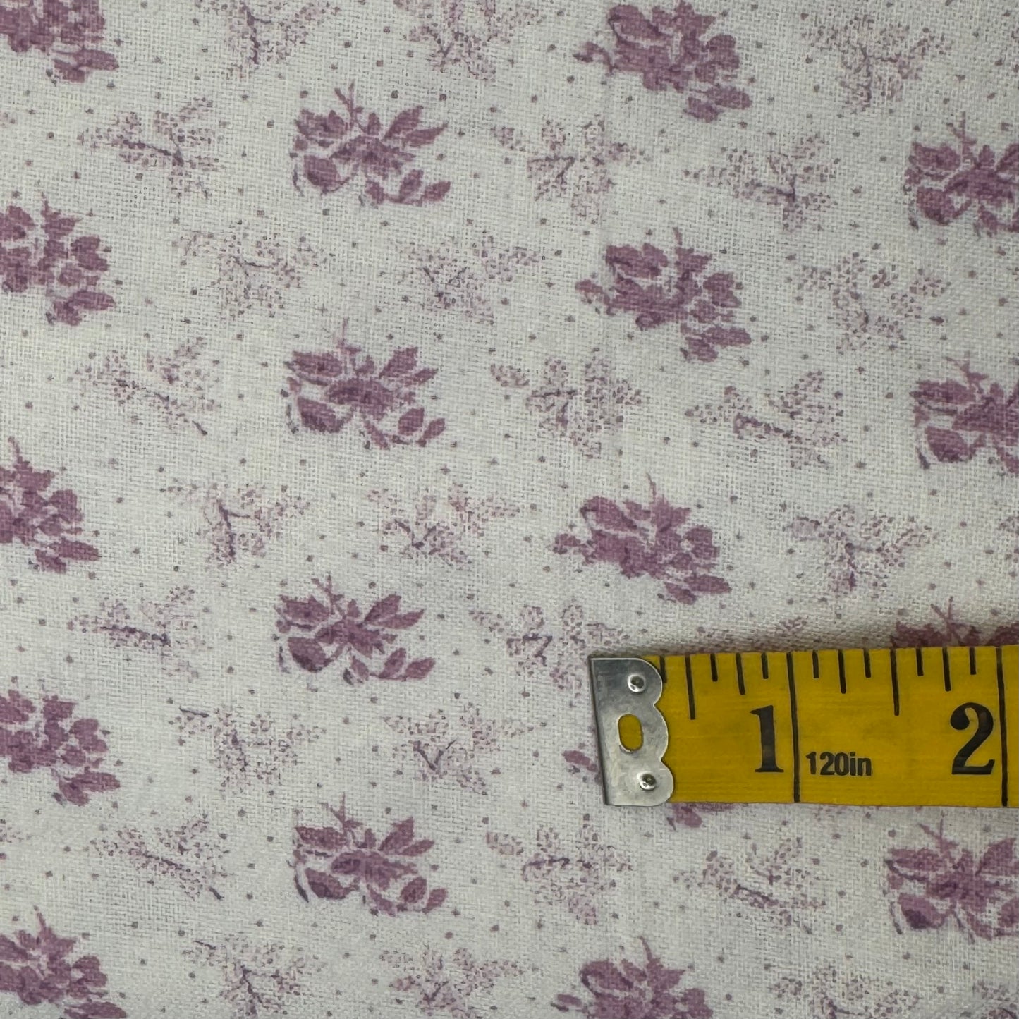 Cream With Light Purple Floral Brushed Cotton Blend: 3 yds