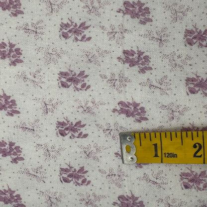 Cream With Light Purple Floral Brushed Cotton Blend: 3 yds