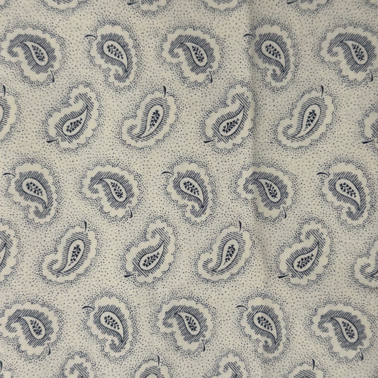 Blue Paisley Leaves Cotton: 1 yd