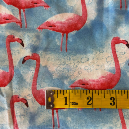 Flamingos in the Clouds Cotton Blend: 2 yds