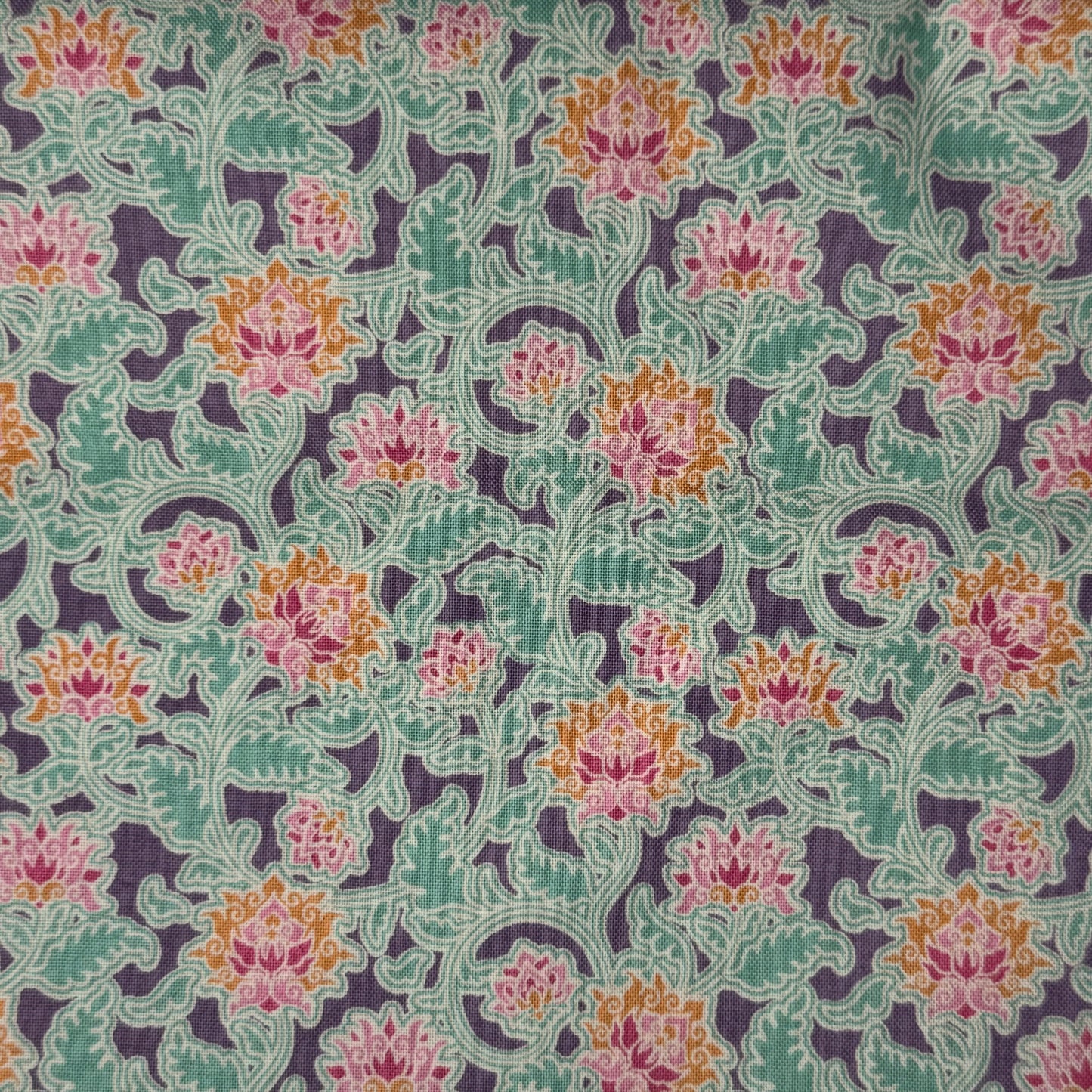 Purple, Pink & Orange Fancy Floral Cotton: 1.5 yds