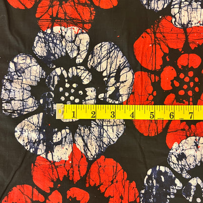 Red, White & Black Floral Cotton: 5 yds