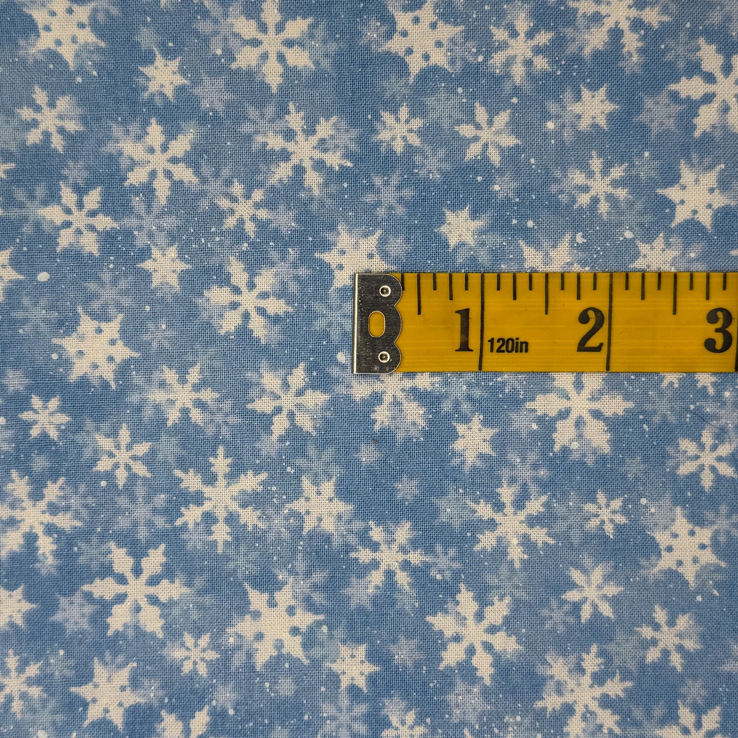 Light Blue With White Snowflakes Cotton: 1 yd
