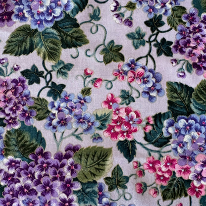 Purple & Pink Floral Cotton: 2 yds