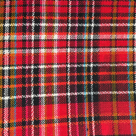 Heavyweight Multicolor on Red Woven Plaid Home Decor: 1.25 yds