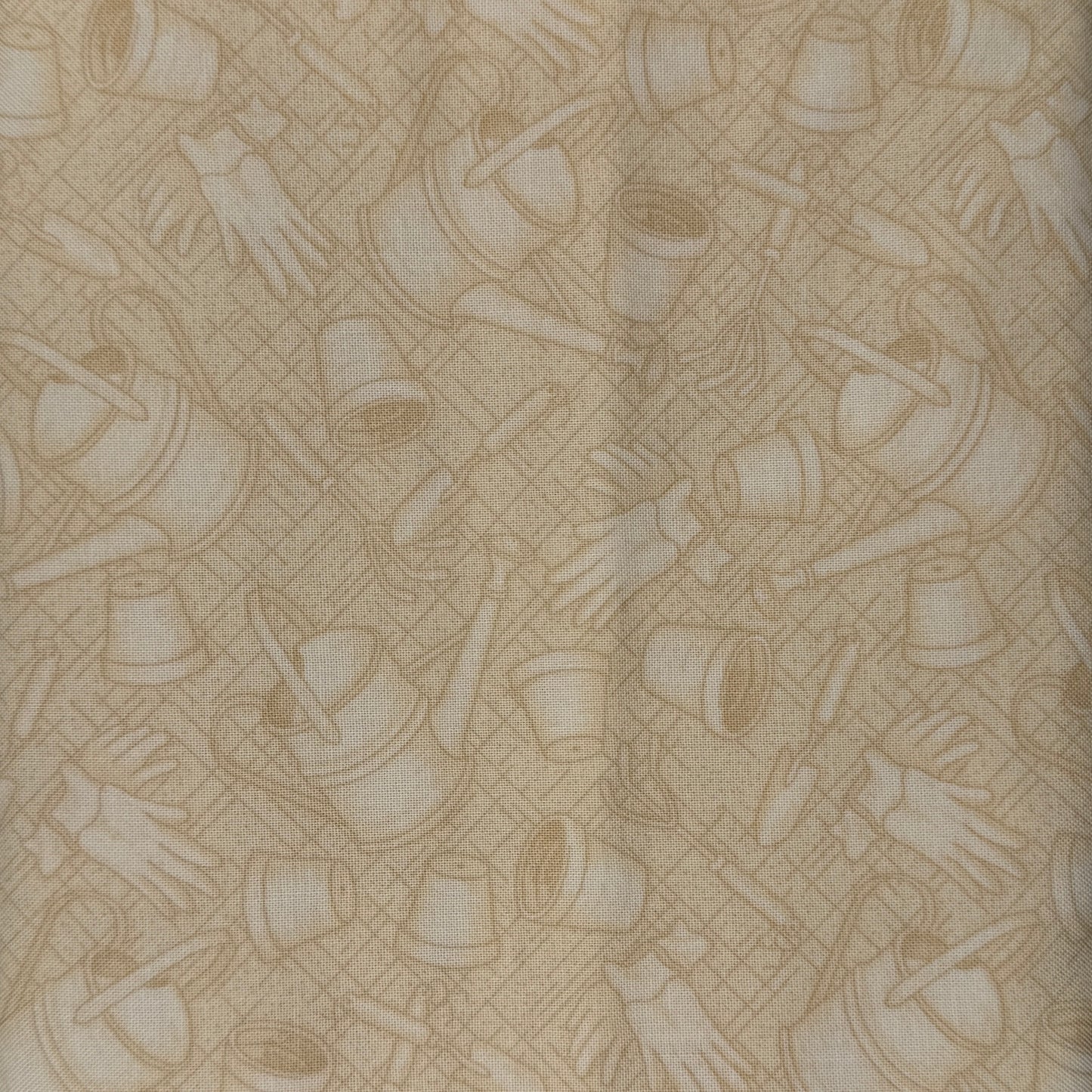 Cream With Subtle Gardening Tools Cotton: 4 yds