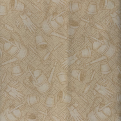 Cream With Subtle Gardening Tools Cotton: 4 yds